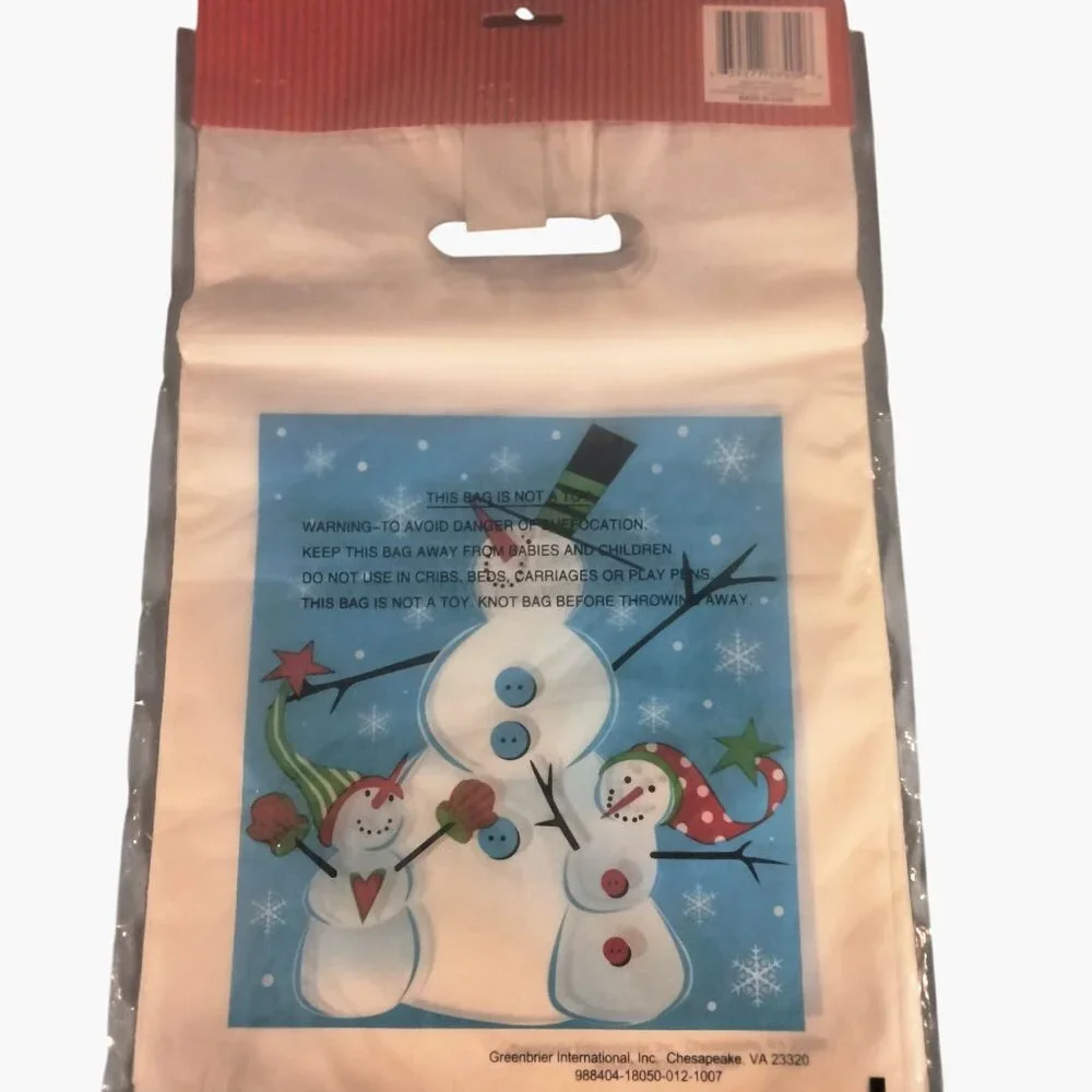 Christmas House Snowman Zipper Loot Bags 12 Count 8x11 Inch Plastic Treat Bags